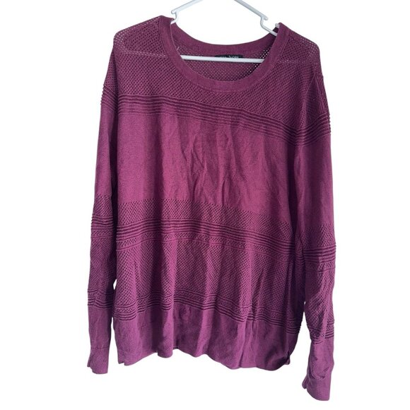 41 Hawthorn Womens Pointelle Knit Sweater Plus Sz 2X Burgundy Maroon - Picture 1 of 6